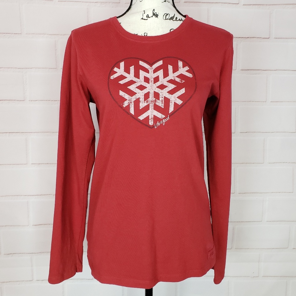 Life Is Good Heart Snowflake T-shirt Size S